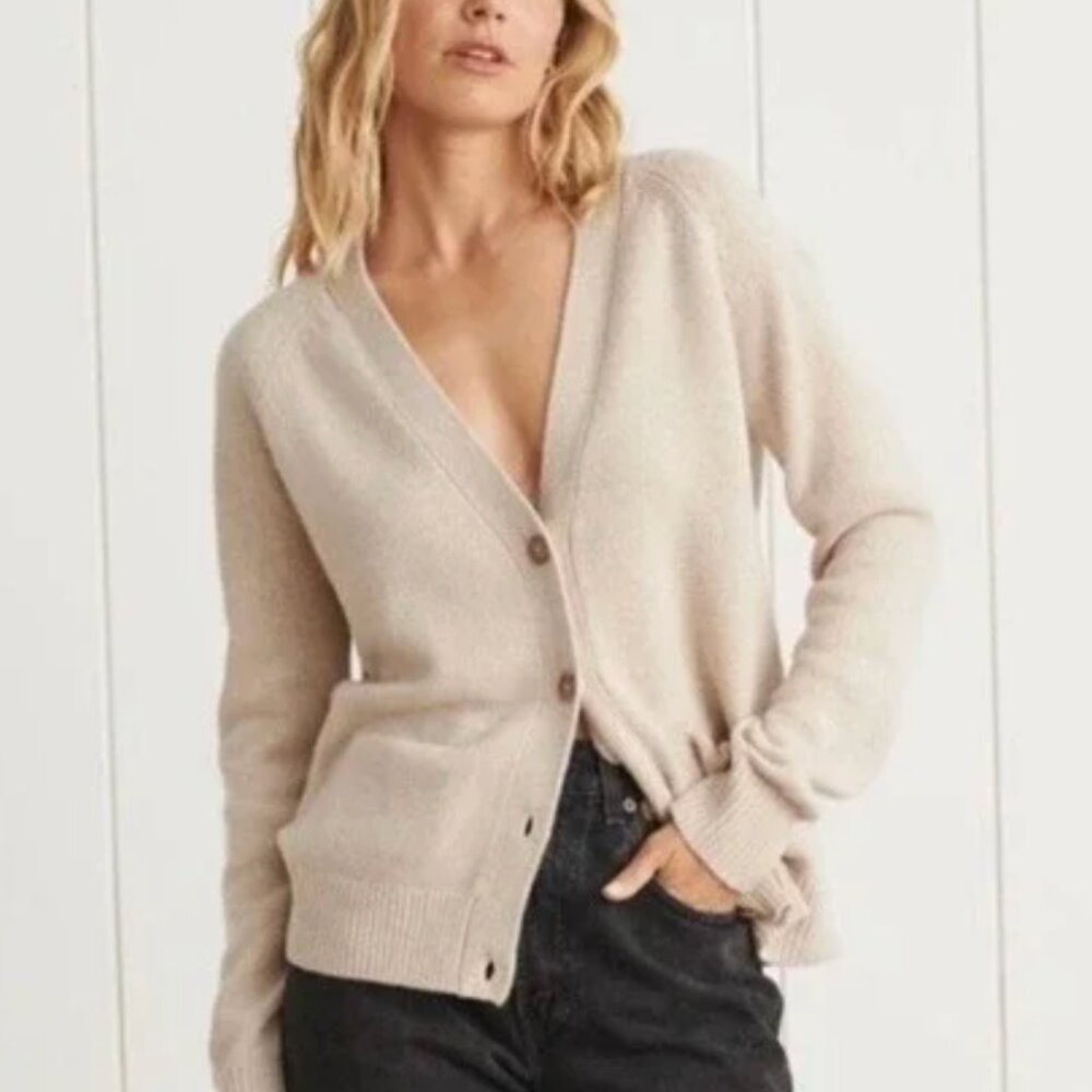 JENNI KAYNE Cream Cashmere Stanford Cardigan‎ Sweater Women's Size Large Cozy